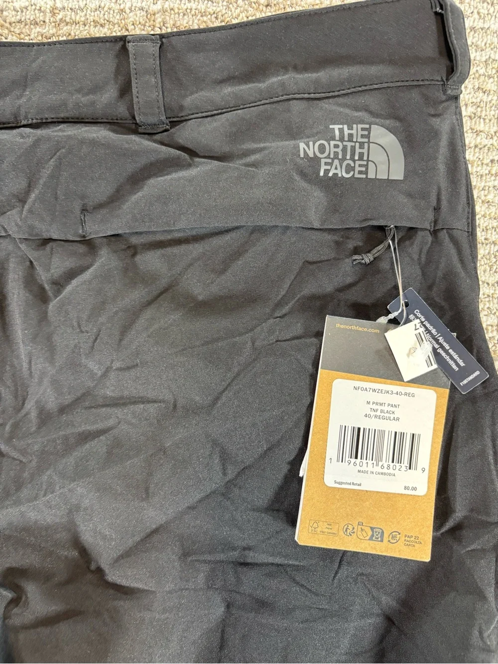 NWT The North Face Men’s Size 40/32 Black Regular Fit Paramount‎ Pants